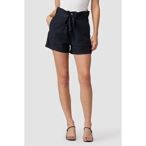 Hudson Los Angeles Paperbag Shorts Size 26 Belted Black Twill NWOT B76